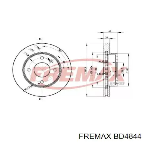 BD4844 Fremax диск тормозной передний