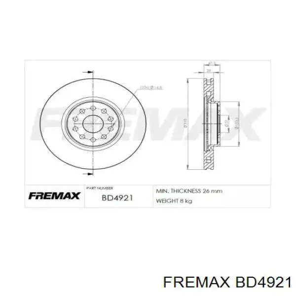 BD4921 Fremax диск тормозной передний