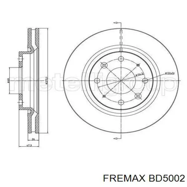 BD5002 Fremax Диск тормозной передний