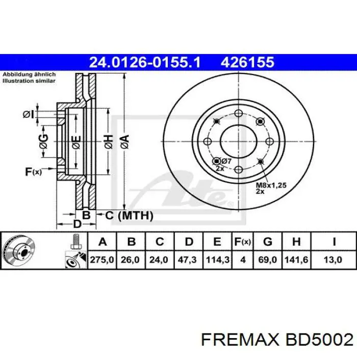 Тормоз дисковый передний Fremax BD5002 цена, от 40.49 USD