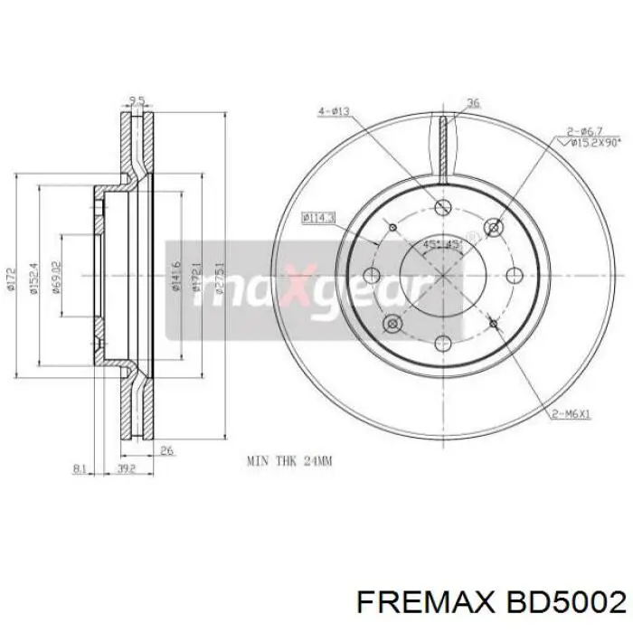 Передние тормозные диски BD5002 Fremax