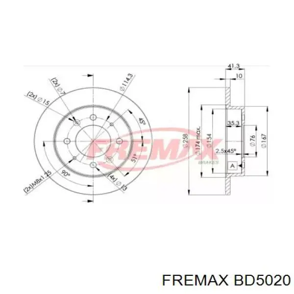 BD5020 Fremax диск тормозной задний