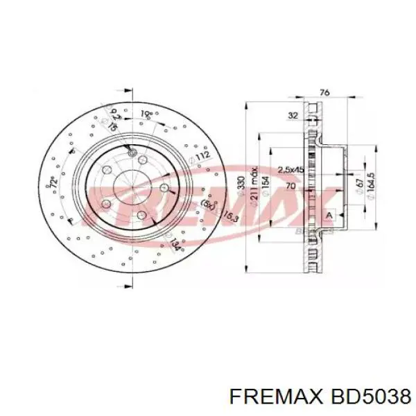 Передние тормозные диски BD5038 Fremax