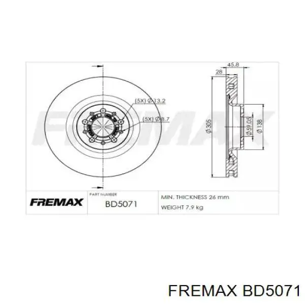 Передние тормозные диски BD5071 Fremax