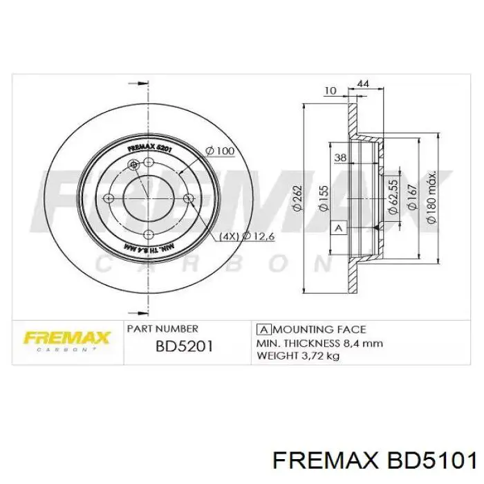 BD5101 Fremax Диск тормозной передний