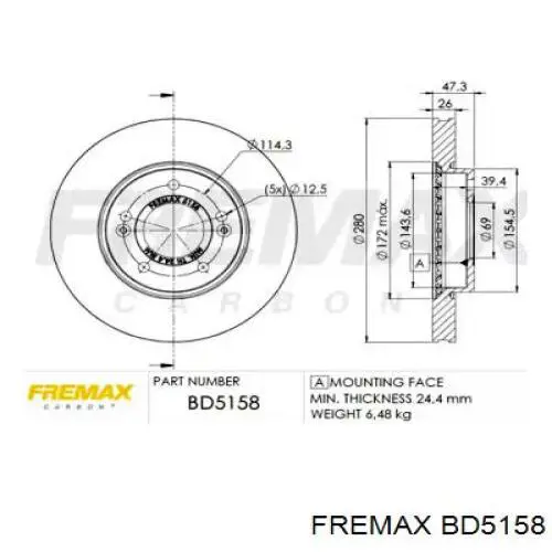 Передние тормозные диски BD5158 Fremax