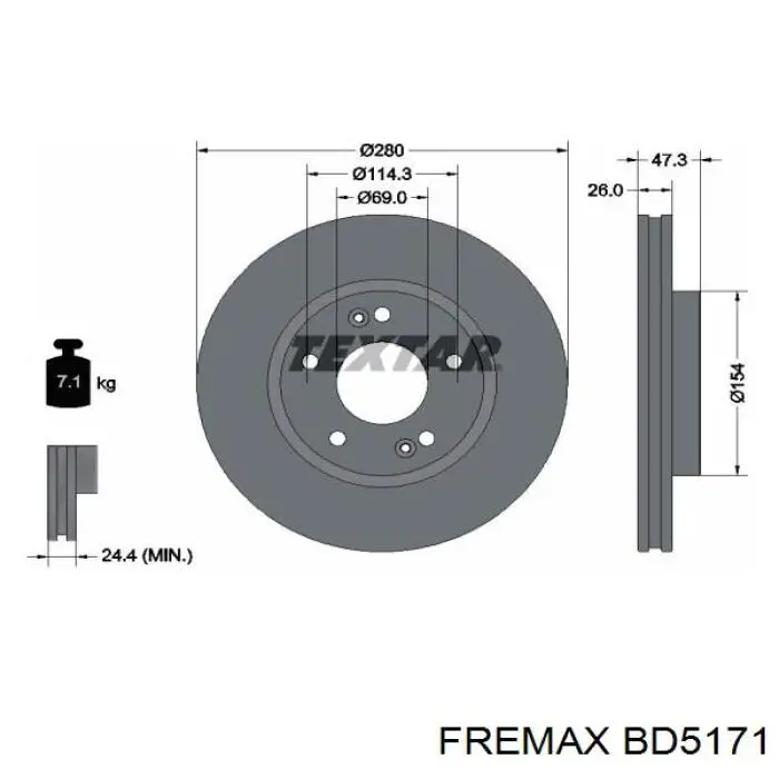 Купить BD5171 Fremax Ротор тормозной