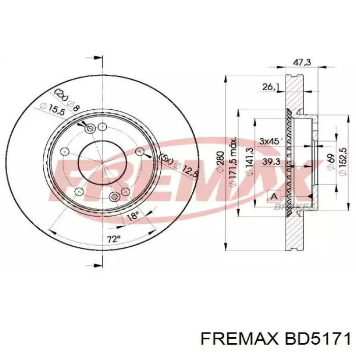 Передние тормозные диски BD5171 Fremax