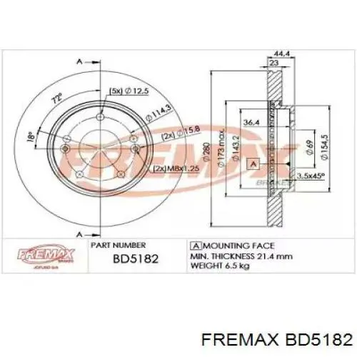 Freno de disco delantero BD5182 Fremax
