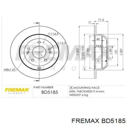 Задний тормозной диск Fremax BD5185 цена, от 38.81 USD