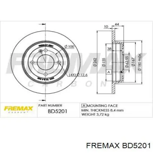 BD5201 Fremax disco do freio traseiro