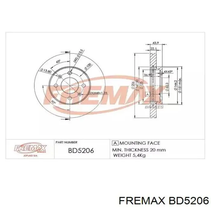 Передние тормозные диски BD5206 Fremax