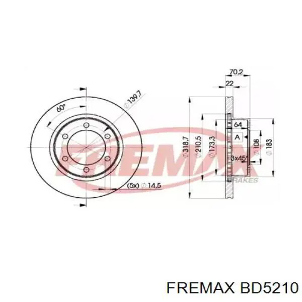 BD5210 Fremax диск тормозной передний