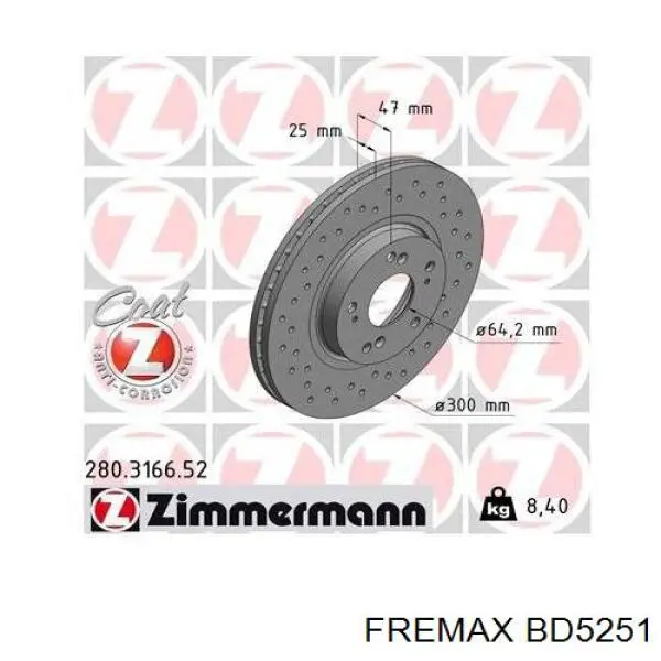 BD5251 Fremax Диск тормозной передний