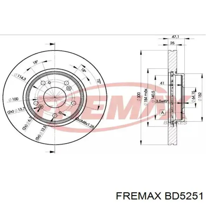 Передние тормозные диски BD5251 Fremax