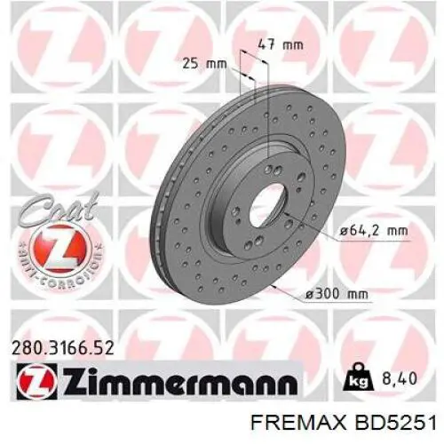 Передние тормозные диски BD5251 Fremax