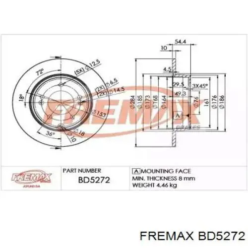 BD5272 Fremax диск тормозной задний