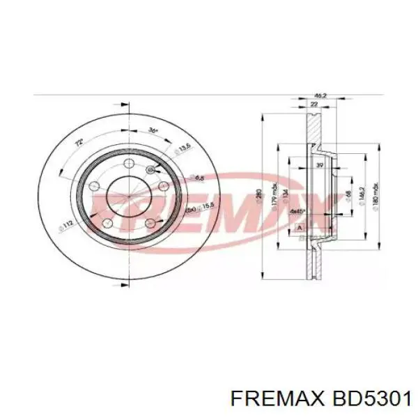 BD5301 Fremax диск тормозной передний