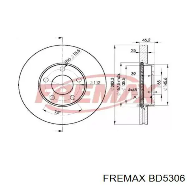 BD5306 Fremax диск тормозной передний