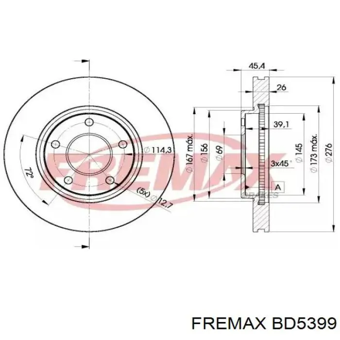 Передние тормозные диски BD5399 Fremax