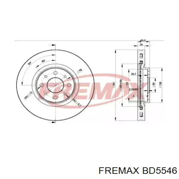 BD5546 Fremax диск тормозной передний