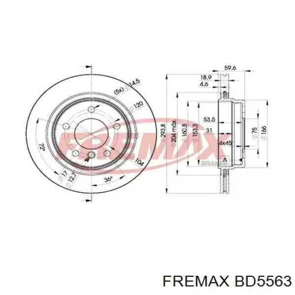 BD5563 Fremax диск тормозной задний