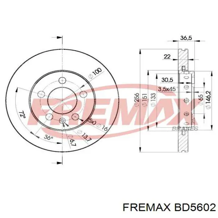 Передние тормозные диски BD5602 Fremax