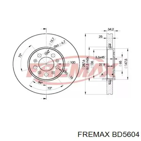 Тормоз дисковый передний Fremax BD5604 цена, от 44.57 USD