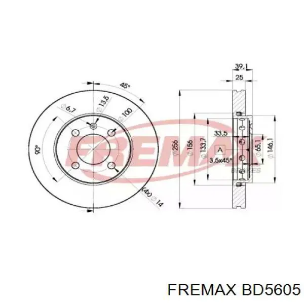 BD5605 Fremax диск тормозной передний