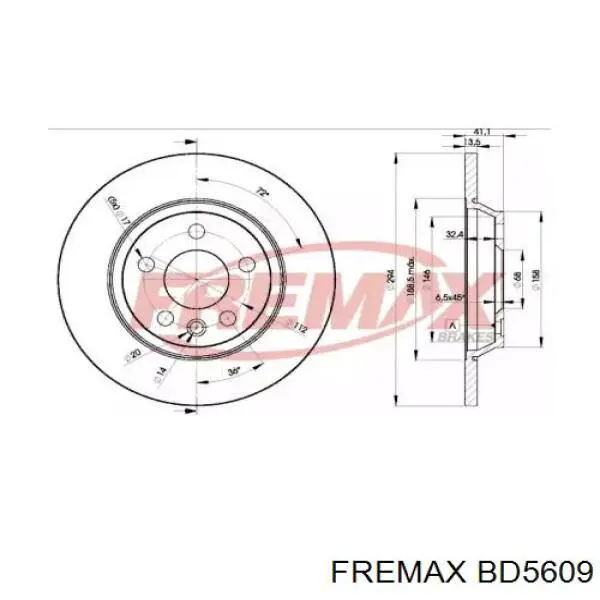 BD5609 Fremax диск тормозной задний