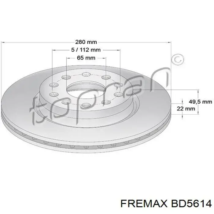 Передний тормозной диск Fremax BD5614