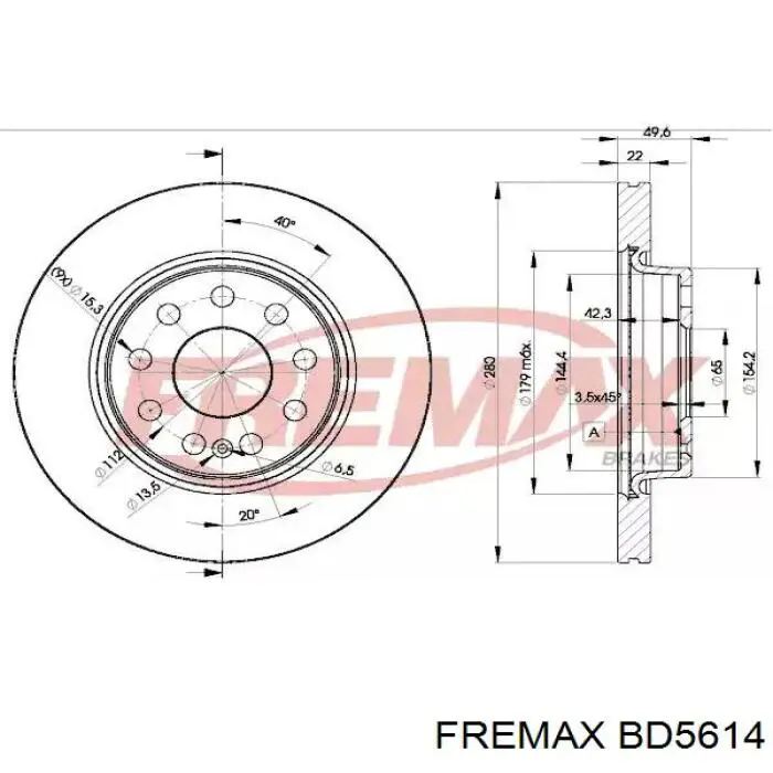 Передние тормозные диски BD5614 Fremax