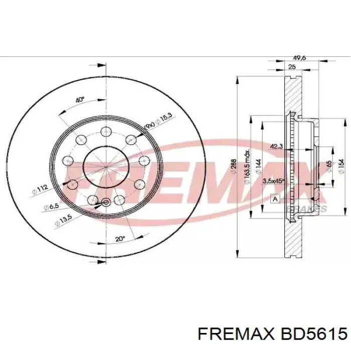 Передние тормозные диски BD5615 Fremax