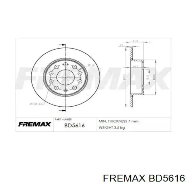 Тормозные диски BD5616 Fremax