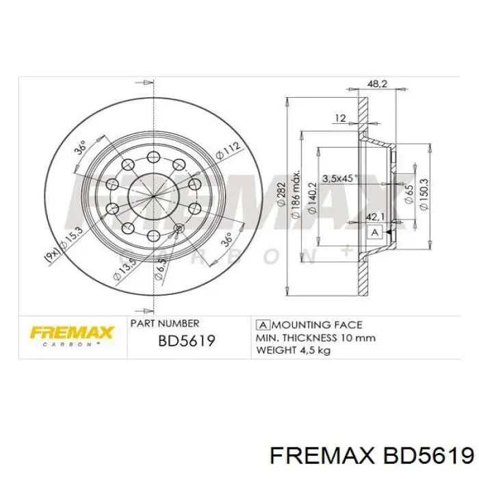 Купить BD5619 Fremax Диск тормозной задний