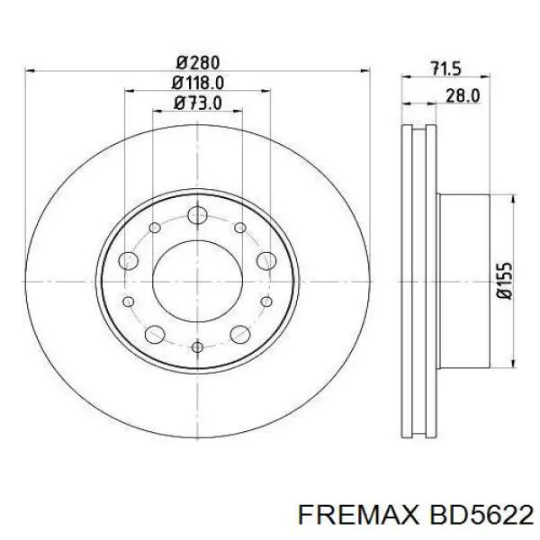 Передние тормозные диски BD5622 Fremax