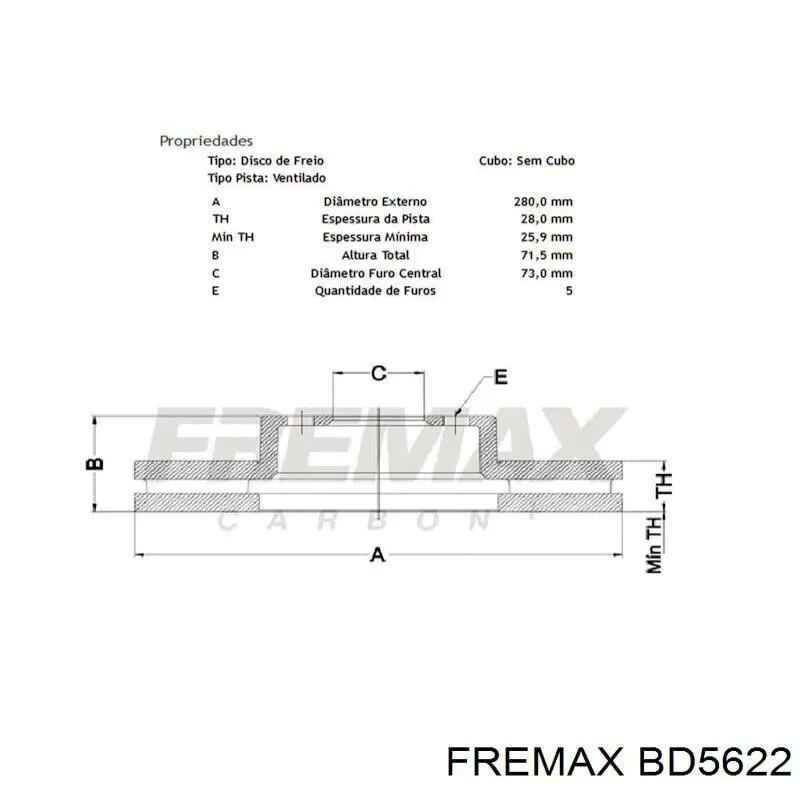 Купить BD5622 Fremax Ротор тормозной