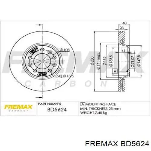 BD5624 Fremax диск тормозной передний