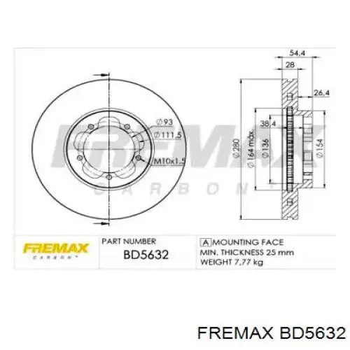 Передние тормозные диски BD5632 Fremax