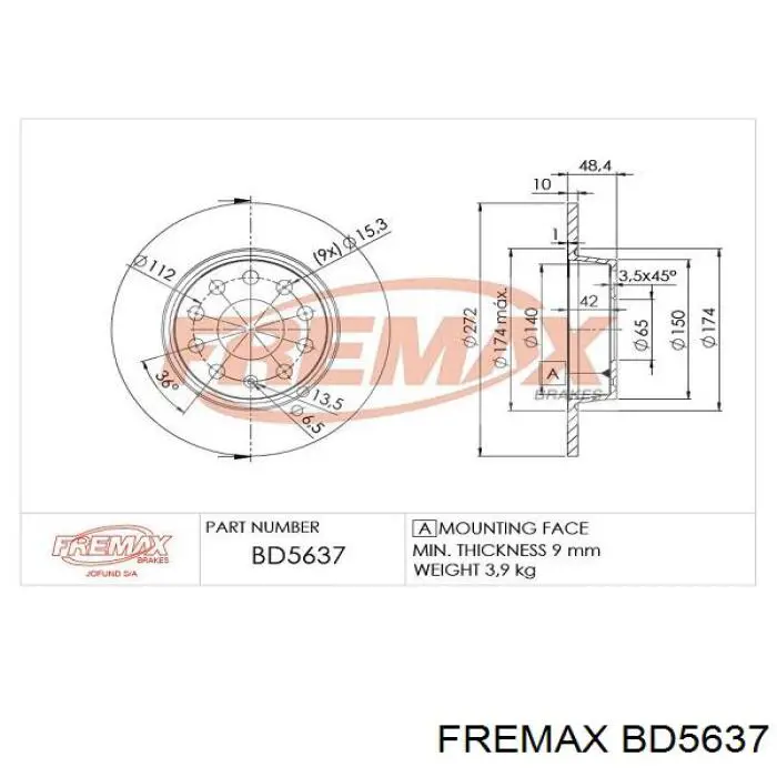 Купить BD5637 Fremax Диск тормозной задний