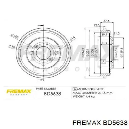 Тормозной барабан BD5638 Fremax