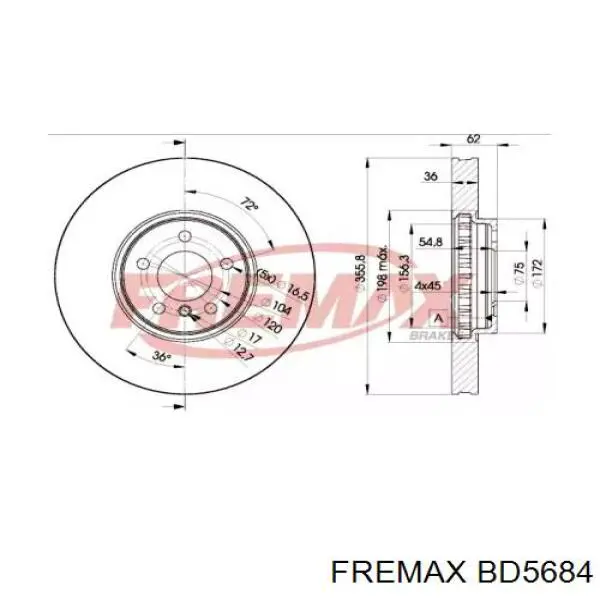 Тормоз дисковый передний Fremax BD5684 цена, от 102.84 USD