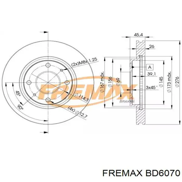 BD6070 Fremax диск тормозной передний