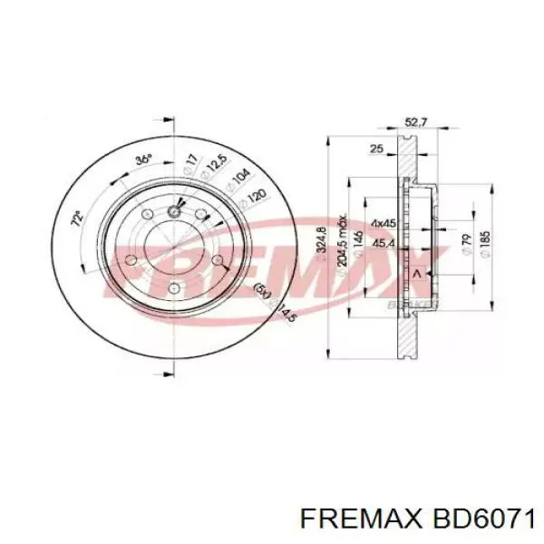 BD6071 Fremax диск тормозной передний