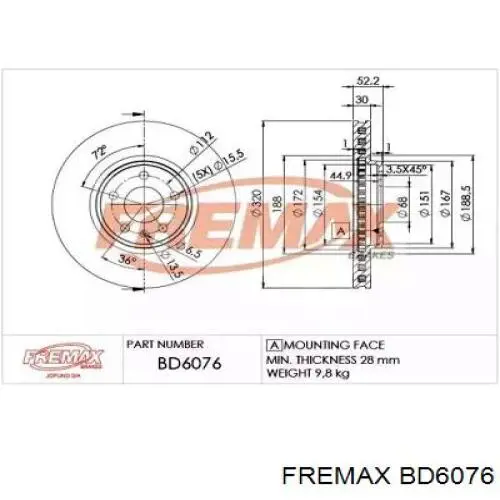 BD6076 Fremax передние тормозные диски