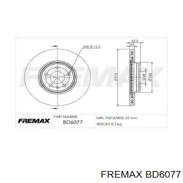 Передние тормозные диски BD6077 Fremax