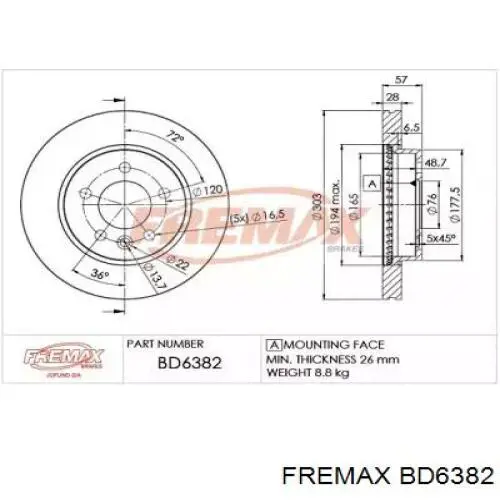 Передние тормозные диски BD6382 Fremax