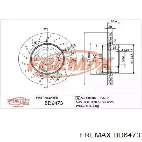 Передние тормозные диски BD6473 Fremax