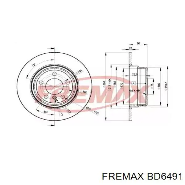 Задний тормозной диск Fremax BD6491 цена, от 46.95 USD