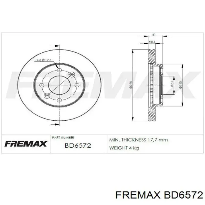 Тормоз дисковый передний Fremax BD6572 цена, от 20.73 USD